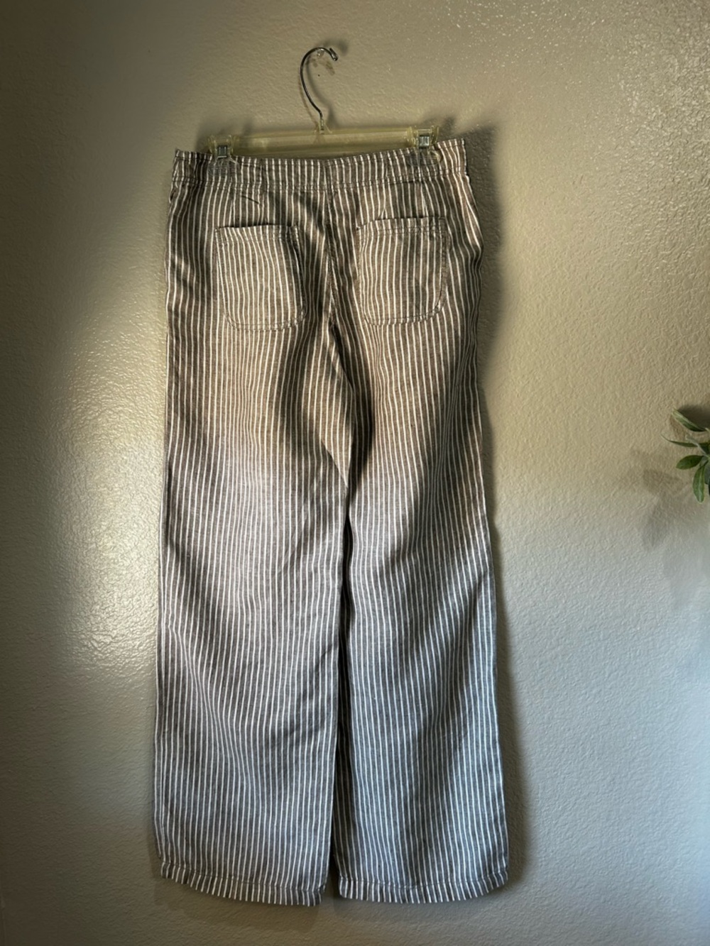 Chico's Womens Striped Linen-Blend Wide-Leg Pants in Tan White Lightweight Sz 00 - Picture 4 of 7